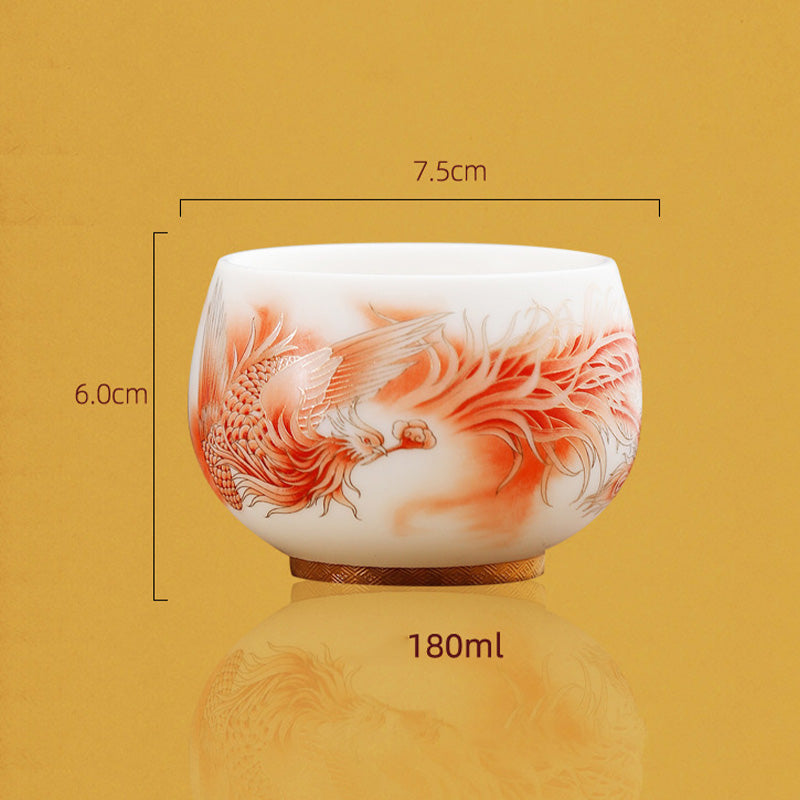 Tasse à thé Phoenix en porcelaine 180 ml | Décor céramique zen