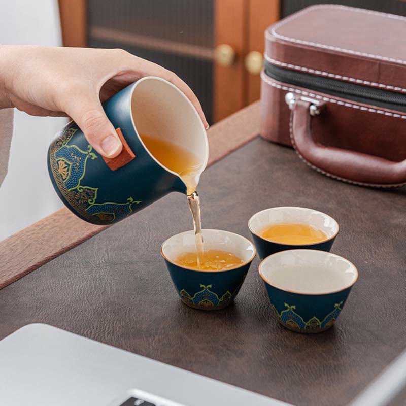 Théière chinoise portable Gongfu en céramique avec sac