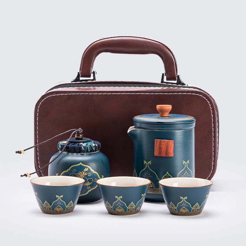 Théière chinoise portable Gongfu en céramique avec sac