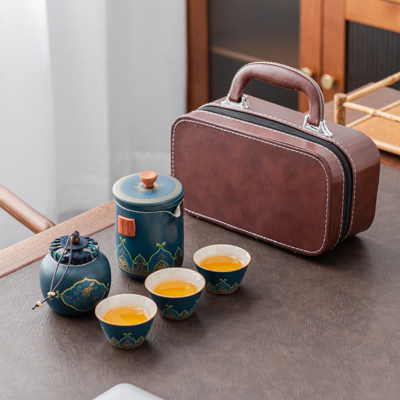 Théière chinoise portable Gongfu en céramique avec sac