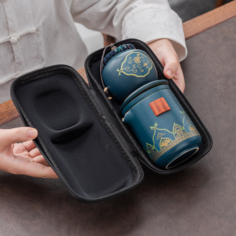 Théière chinoise portable Gongfu en céramique avec sac