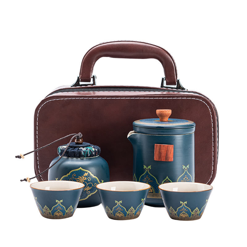 Théière chinoise portable Gongfu en céramique avec sac