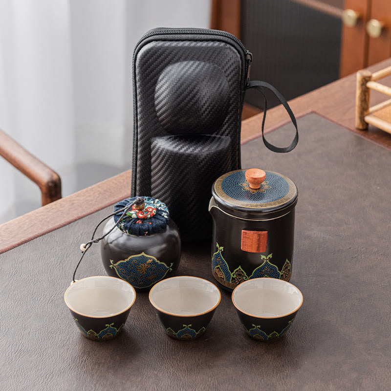 Théière chinoise portable Gongfu en céramique avec sac