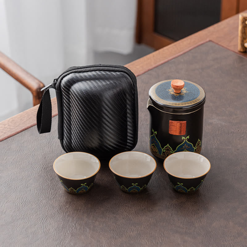 Théière chinoise portable Gongfu en céramique avec sac