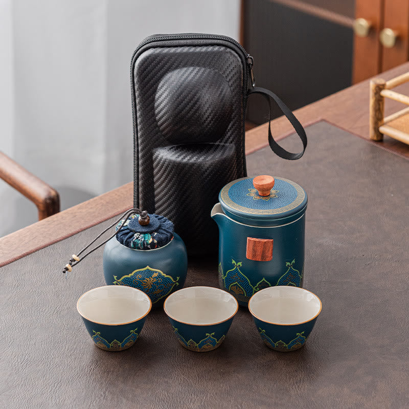 Théière chinoise portable Gongfu en céramique avec sac