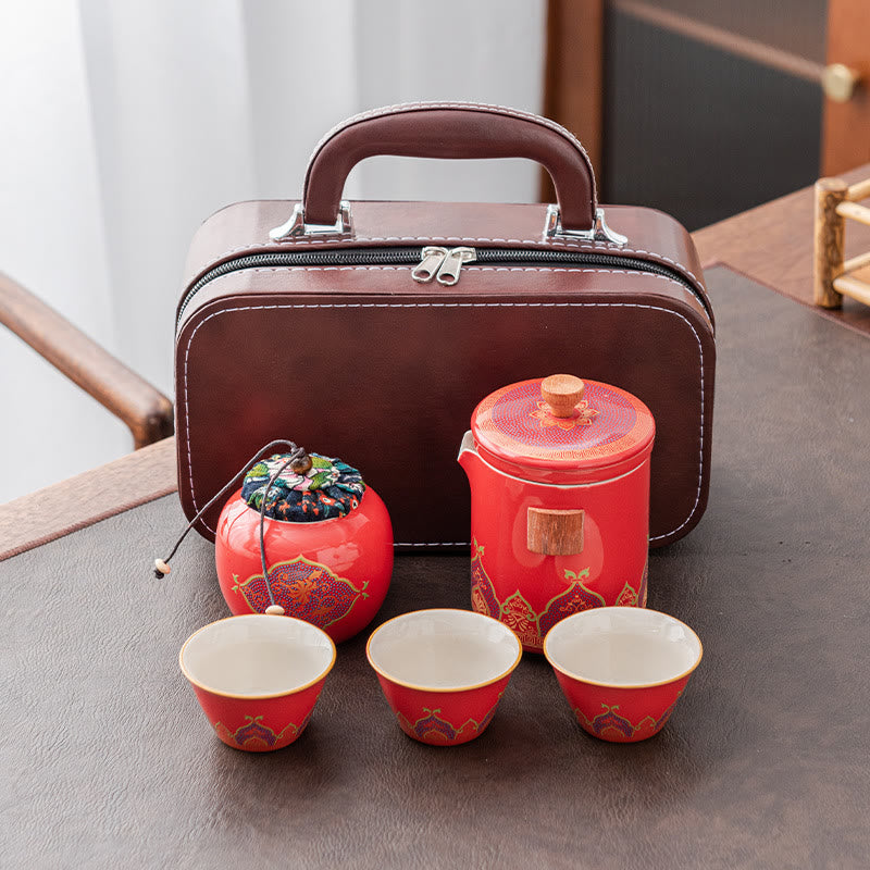 Théière chinoise portable Gongfu en céramique avec sac