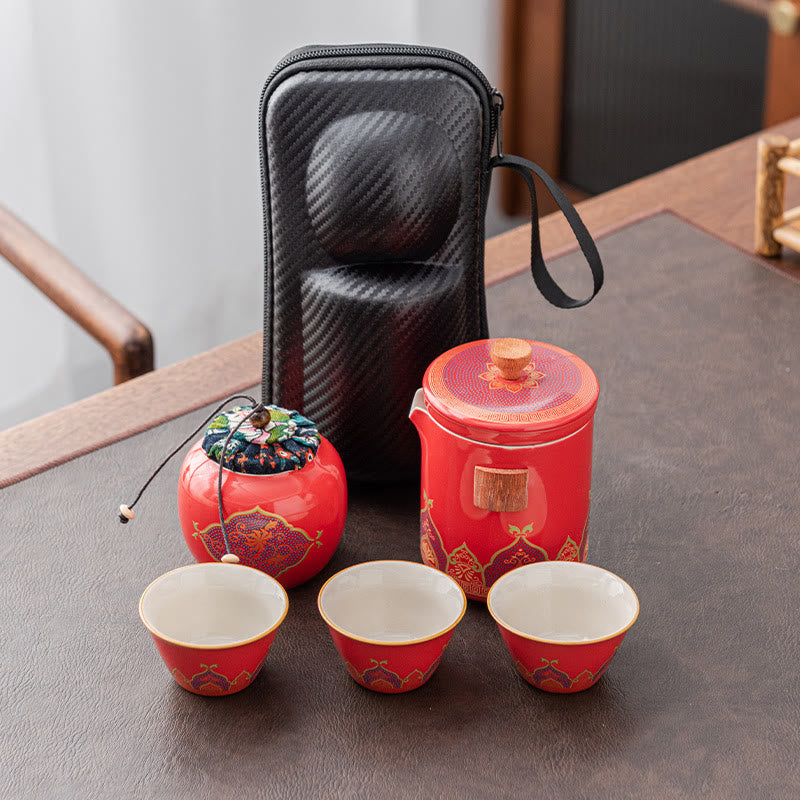 Théière chinoise portable Gongfu en céramique avec sac