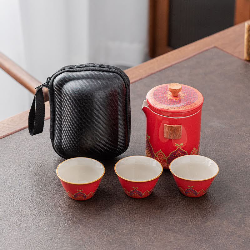 Théière chinoise portable Gongfu en céramique avec sac