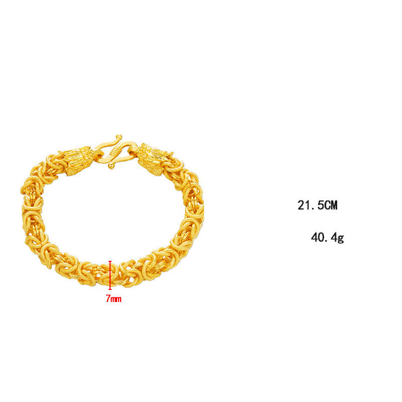 Bracelet de protection à double tête de dragon plaqué or 24 carats de qualité supérieure