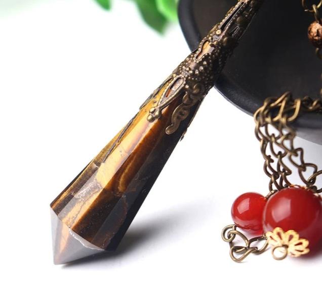 Tiger Eye Crystal Pendulum for Protection & Luck