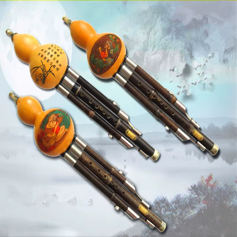 Cucurbit Hulusi Flute Natural Gourd and Bamboo Flauta Hulusi C/Bb Key Musical Instrument Professional Detachable Flute Hulusi