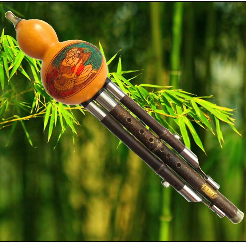 Cucurbit Hulusi Flute Natural Gourd and Bamboo Flauta Hulusi C/Bb Key Musical Instrument Professional Detachable Flute Hulusi
