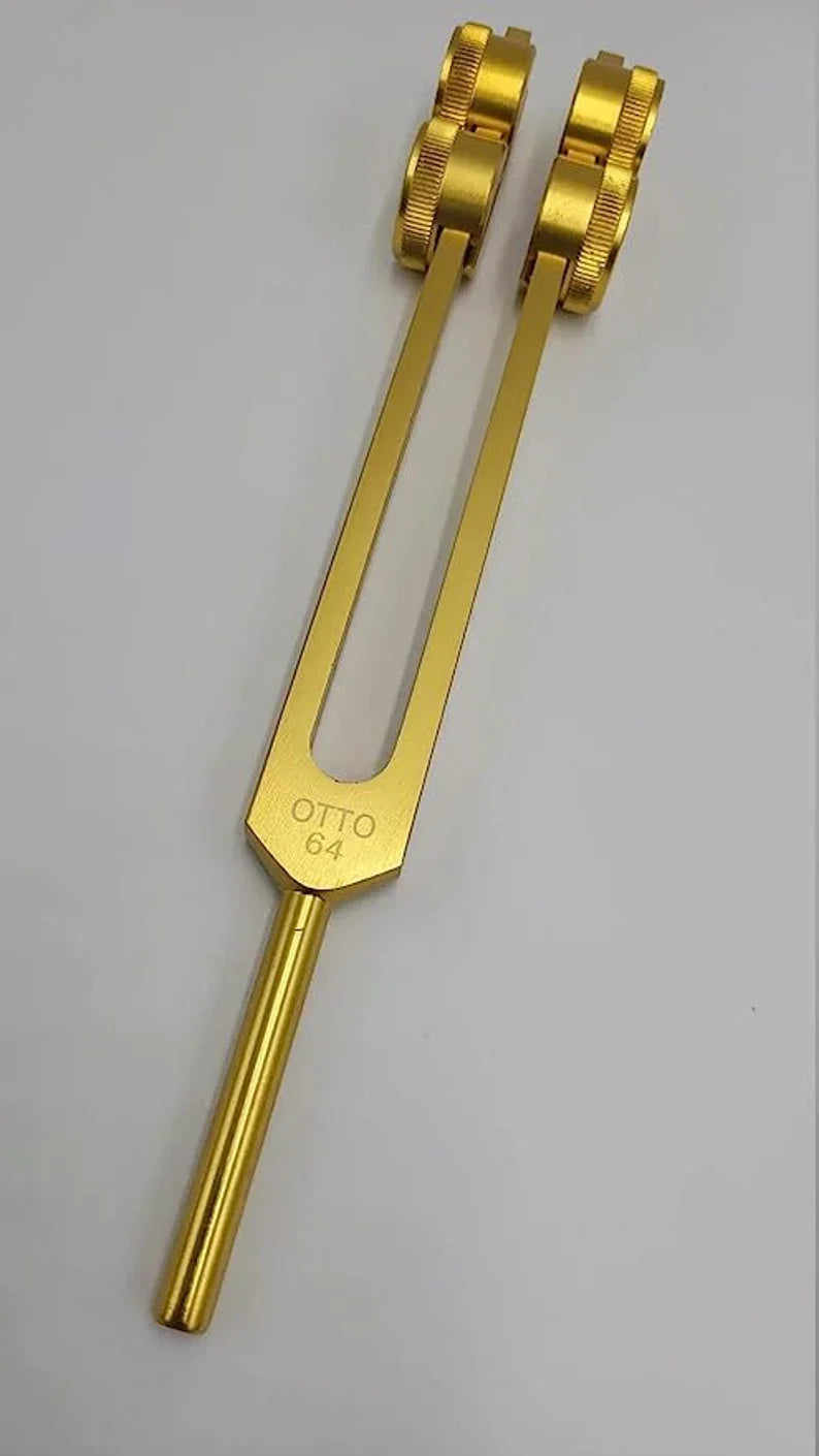 Golden tuning fork with parallel prongs from Professional Otto Tuners set