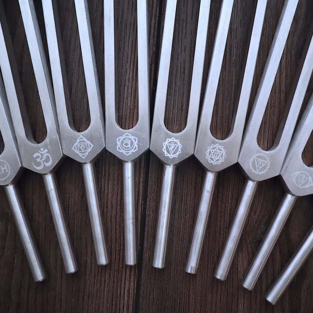 Professionally Tuned 9pc Solfeggio Fork Set - Chakra Engrams - On sale