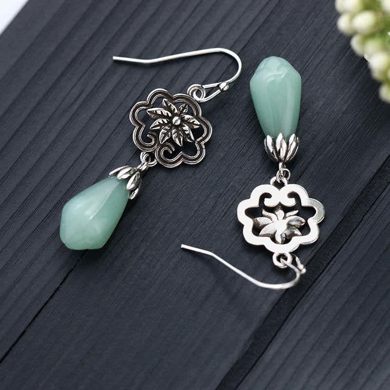 Boucles d'oreilles pendantes en jade et goutte d'eau Prosperity