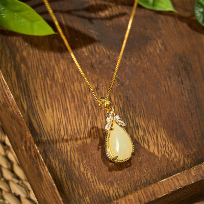 Collier pendentif en jade blanc Hetian Protection Bonheur
