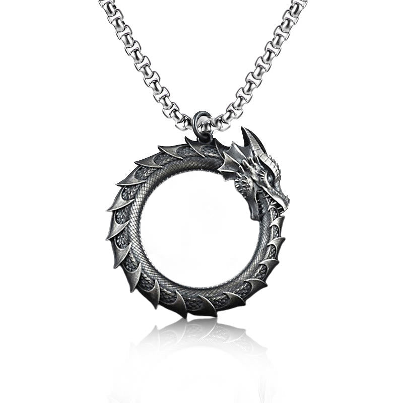 Collier de protection dragon en étain pur | Symbole de force et de chance