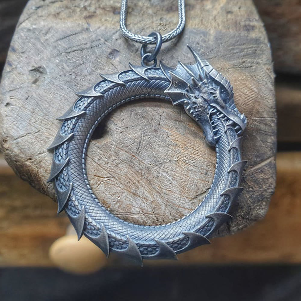 Collier de protection dragon en étain pur | Symbole de force et de chance