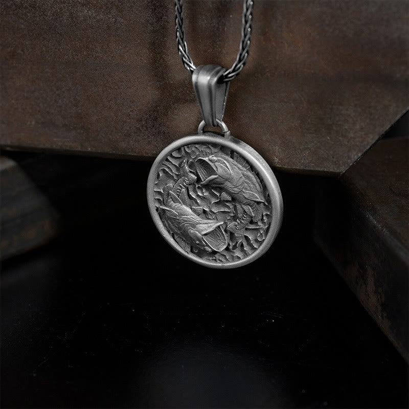Collier porte-bonheur en étain pur avec poisson koï pour la richesse