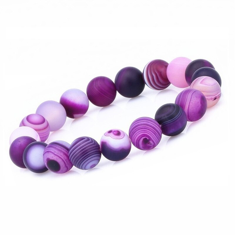 Bracelet en agate violette pour l'équilibre de l'aura et le sommeil