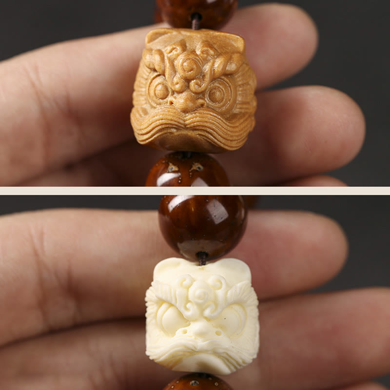 Bracelet spirituel Bodhi Seed Purple, lion dansant, 15-17 cm