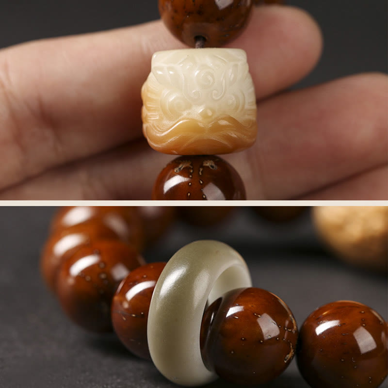 Bracelet spirituel Bodhi Seed Purple, lion dansant, 15-17 cm