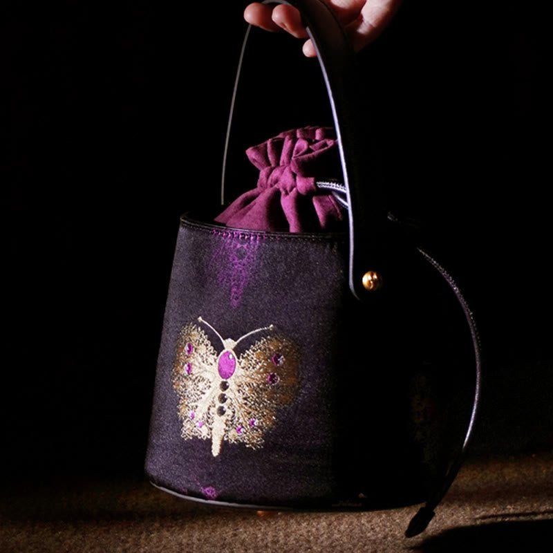 Sac bandoulière en brocart Purple Butterfly Song pour l'énergie spirituelle