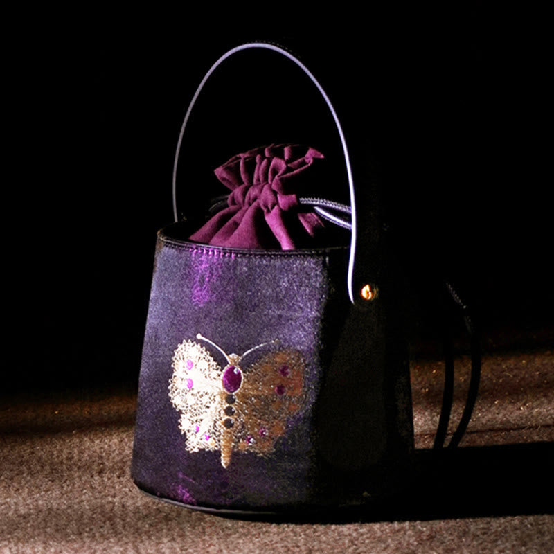 Sac bandoulière en brocart Purple Butterfly Song pour l'énergie spirituelle