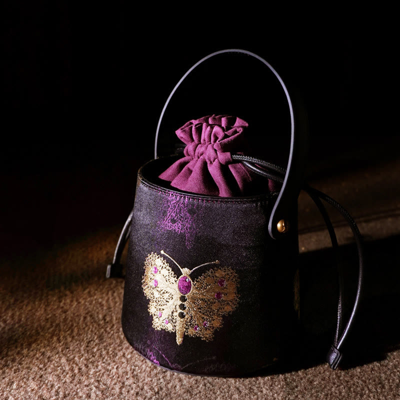 Sac bandoulière en brocart Purple Butterfly Song pour l'énergie spirituelle