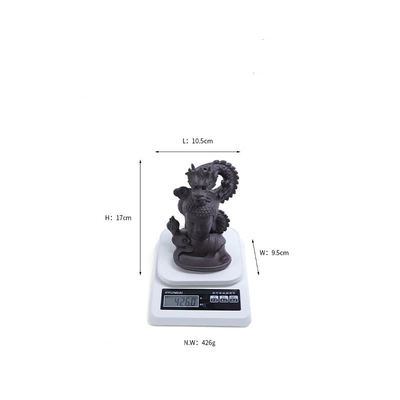 Brûle-encens Bouddha Dragon en argile violette 10,5 cm Méditation