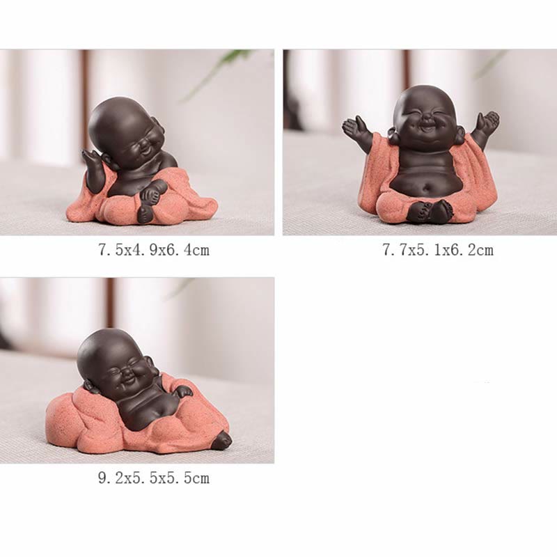 Statue du Bouddha rieur en argile violette | Décoration chance et richesse