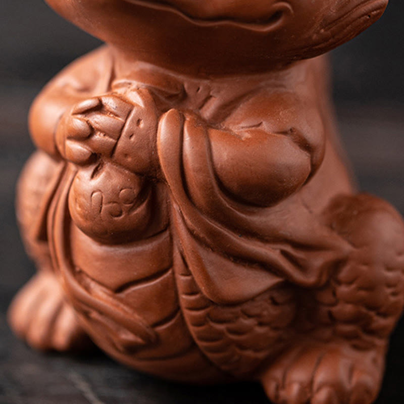 Figurine de dragon porte-bonheur en argile violette | Statue spirituelle