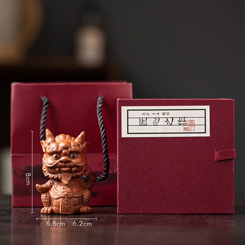 Figurine de dragon porte-bonheur en argile violette | Statue spirituelle