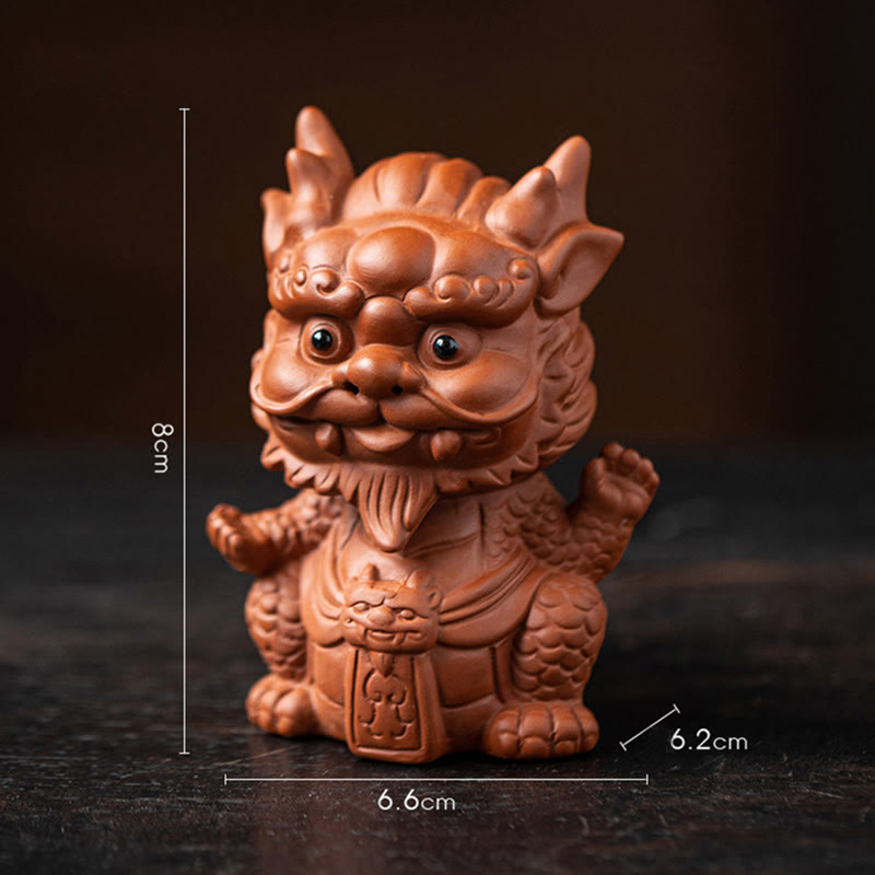 Figurine de dragon porte-bonheur en argile violette | Statue spirituelle
