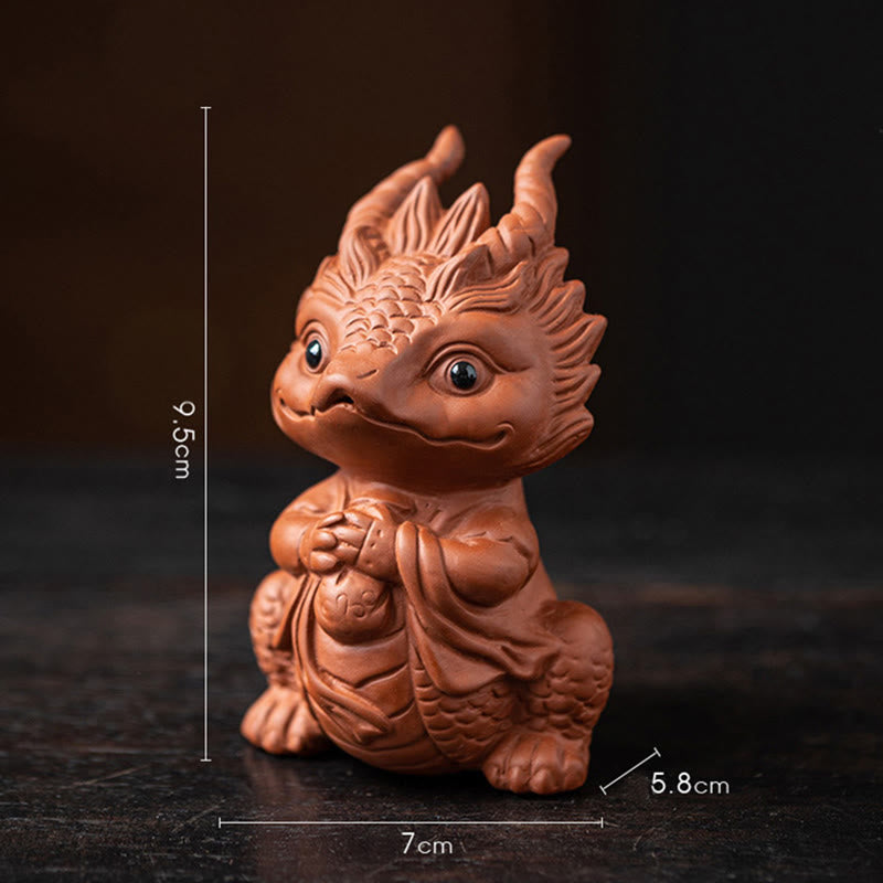 Figurine de dragon porte-bonheur en argile violette | Statue spirituelle