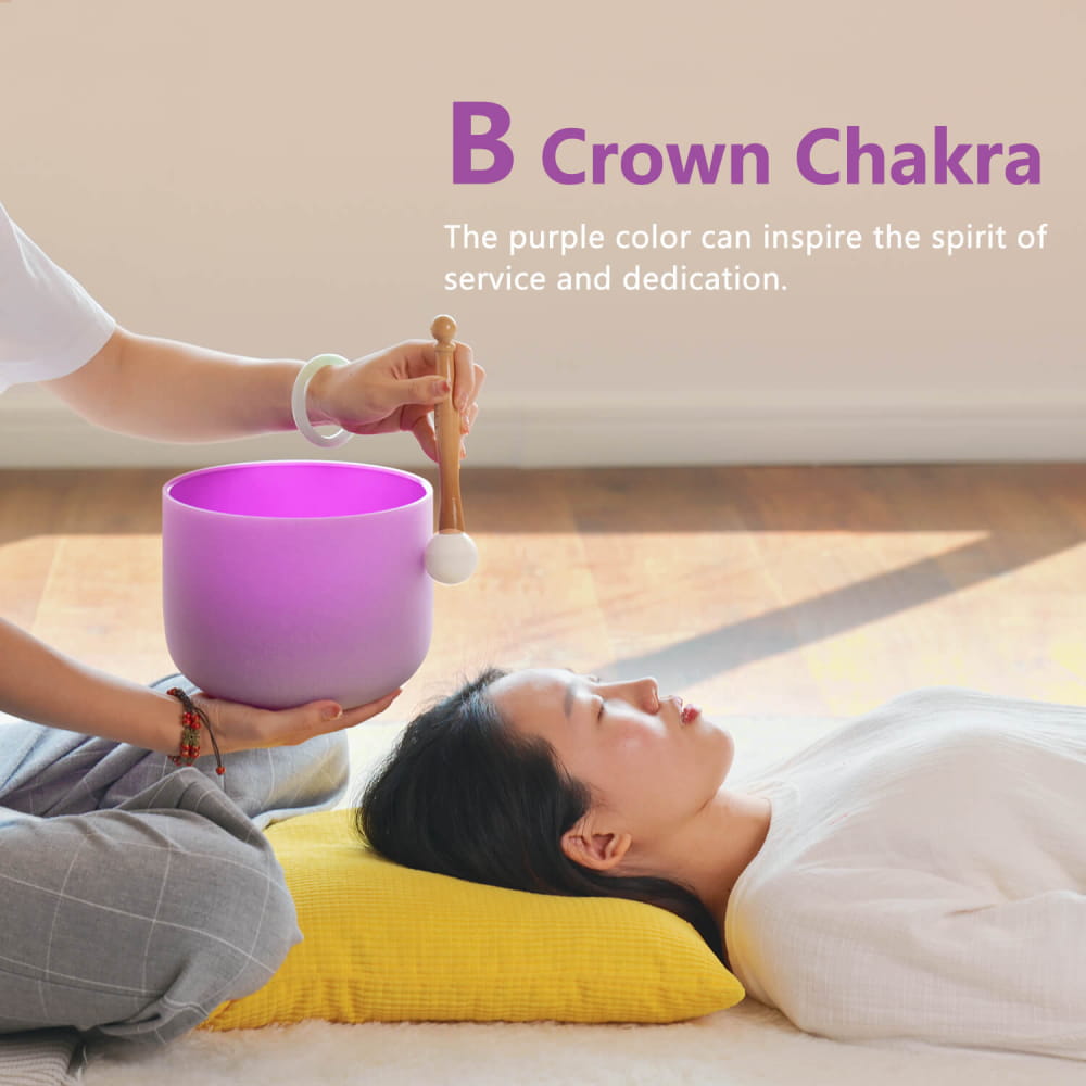 Purple Color B Note Crown Chakra Crystal Singing Bowl - color bowl - On sale