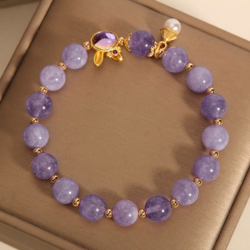 Bracelet de bonheur en jade violet avec breloque lapin pour la protection