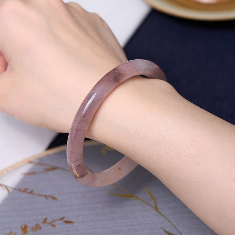 Ensemble de bracelets en jade violet et quartz fraise pour le bonheur