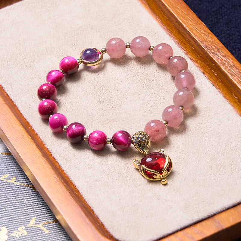 Ensemble de bracelets en jade violet et quartz fraise pour le bonheur