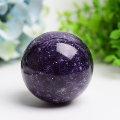 Sphère de cristal de lépidolite violette 2,5 à 4,5 pouces, orbe de guérison