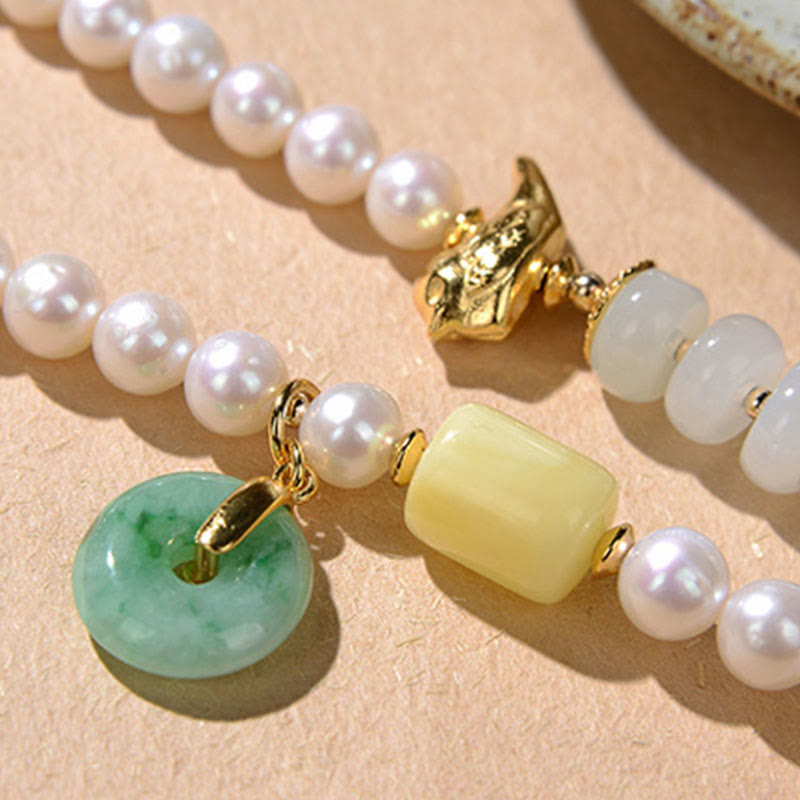 Bracelet en jade quadruple tour avec perle, agate rouge et ambre pour la chance