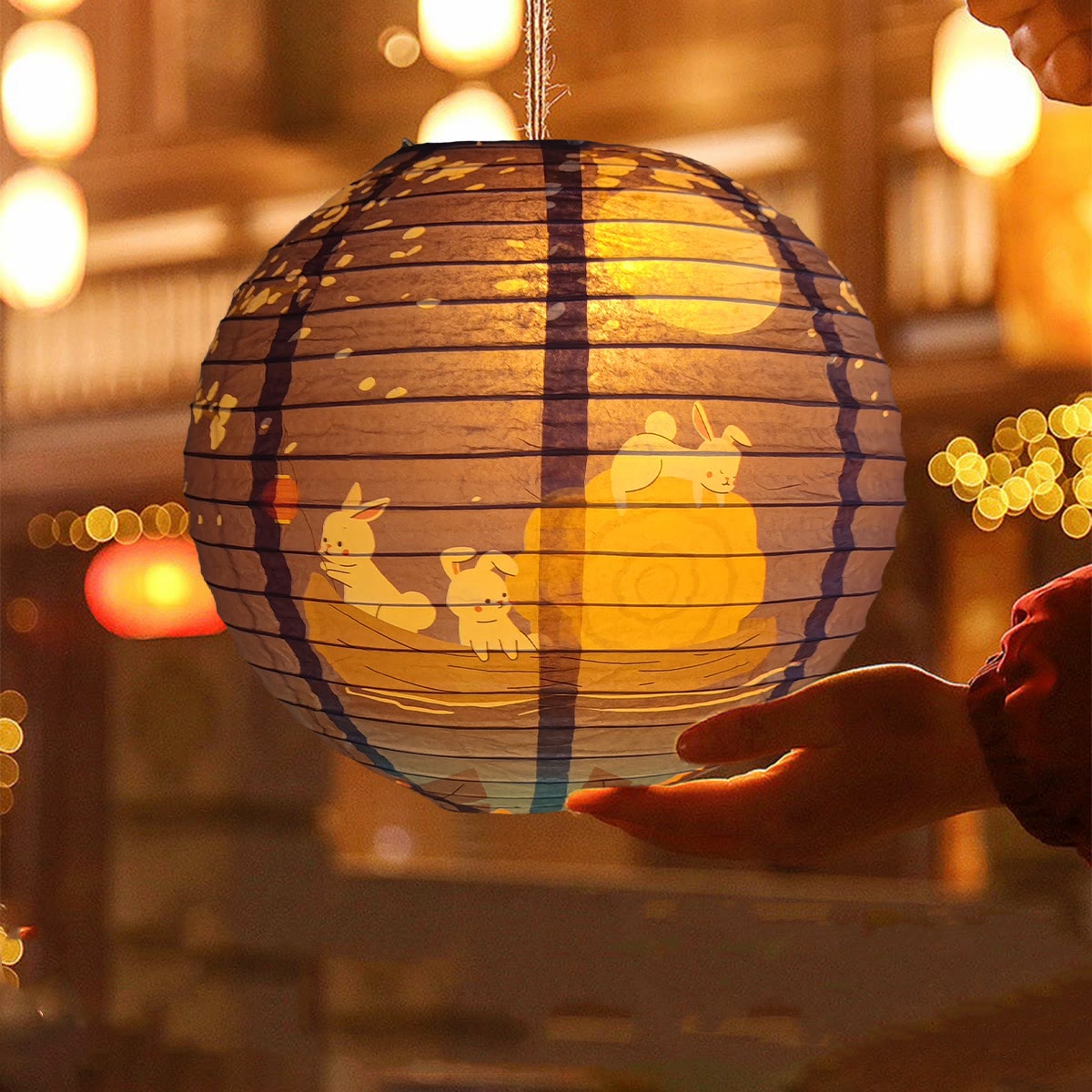 Lanterne en papier lapin pour la mi-automne | Décoration spirituelle