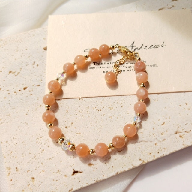 Bracelet en pierre de soleil radieuse plaqué or 14 carats