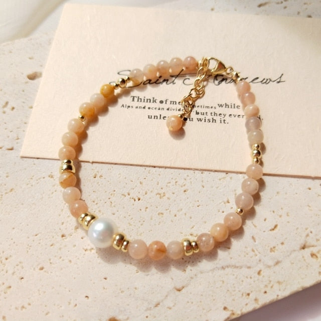 Bracelet en pierre de soleil radieuse plaqué or 14 carats
