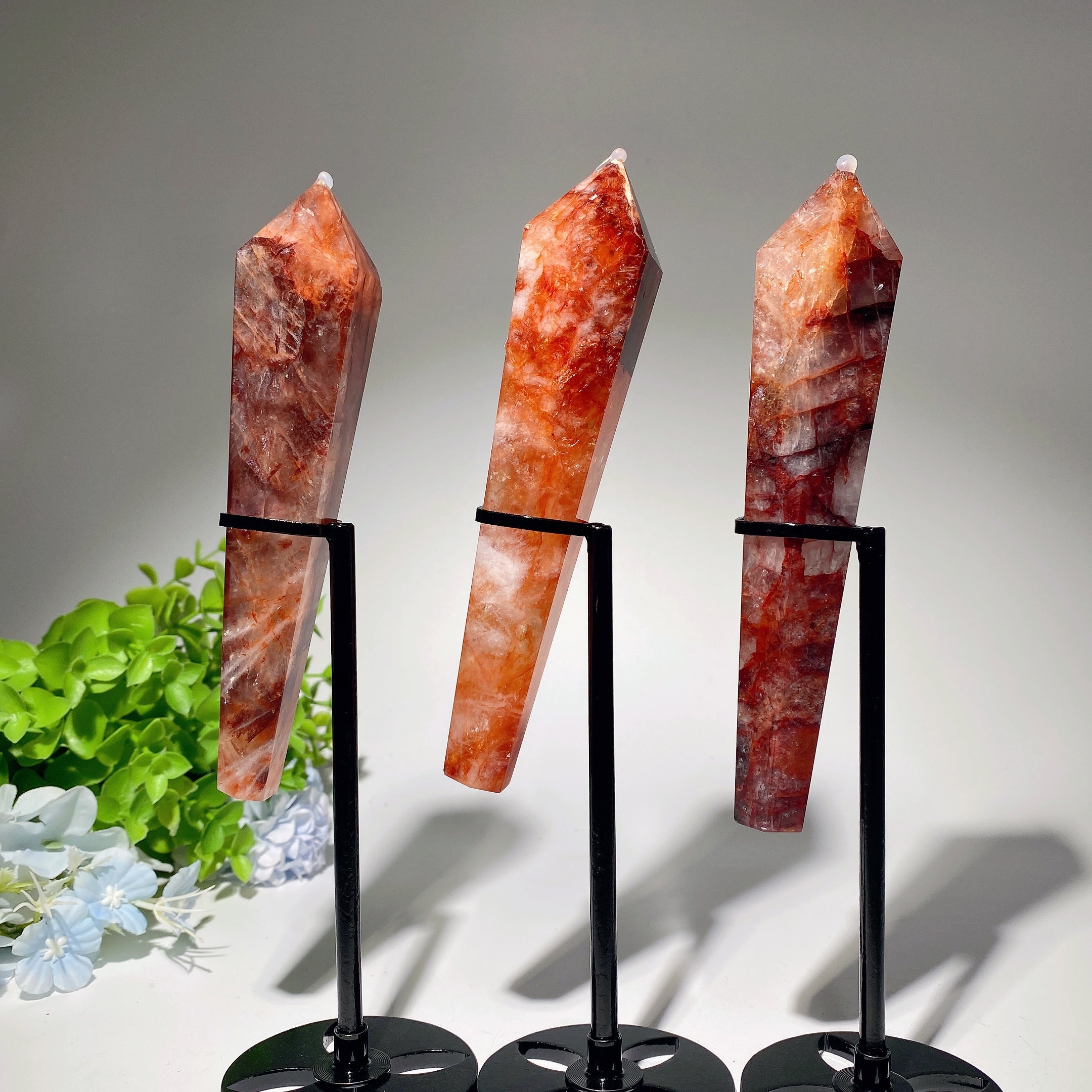 Rainbow Flashing Fire Quartz Crystal Wand 4.5-6.0 Inches Healing