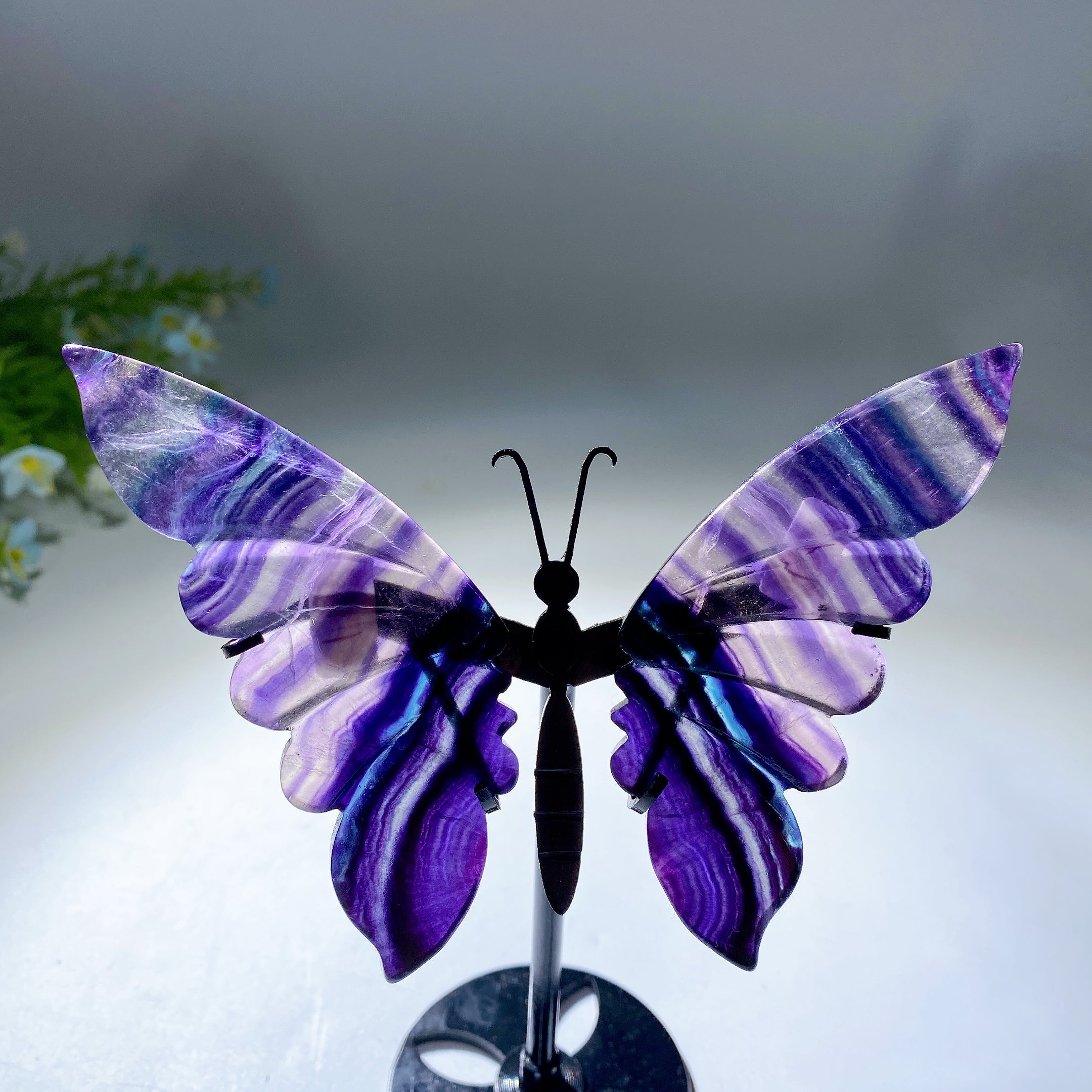Rainbow Fluorite Butterfly Wings Crystal Figurine 12-22cm
