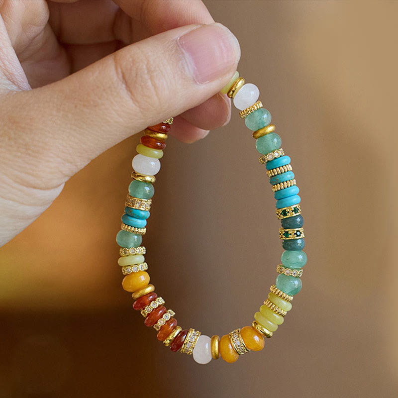 Bracelet de confiance en jade et agate arc-en-ciel 6 mm, bijou de guérison