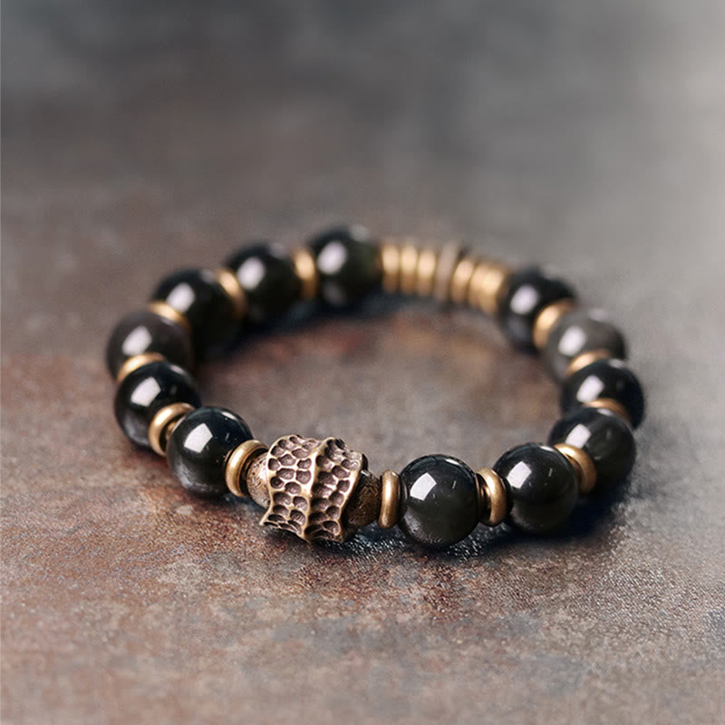 Bracelet de guérison en obsidienne arc-en-ciel 10 mm pour l'amour et l'équilibre