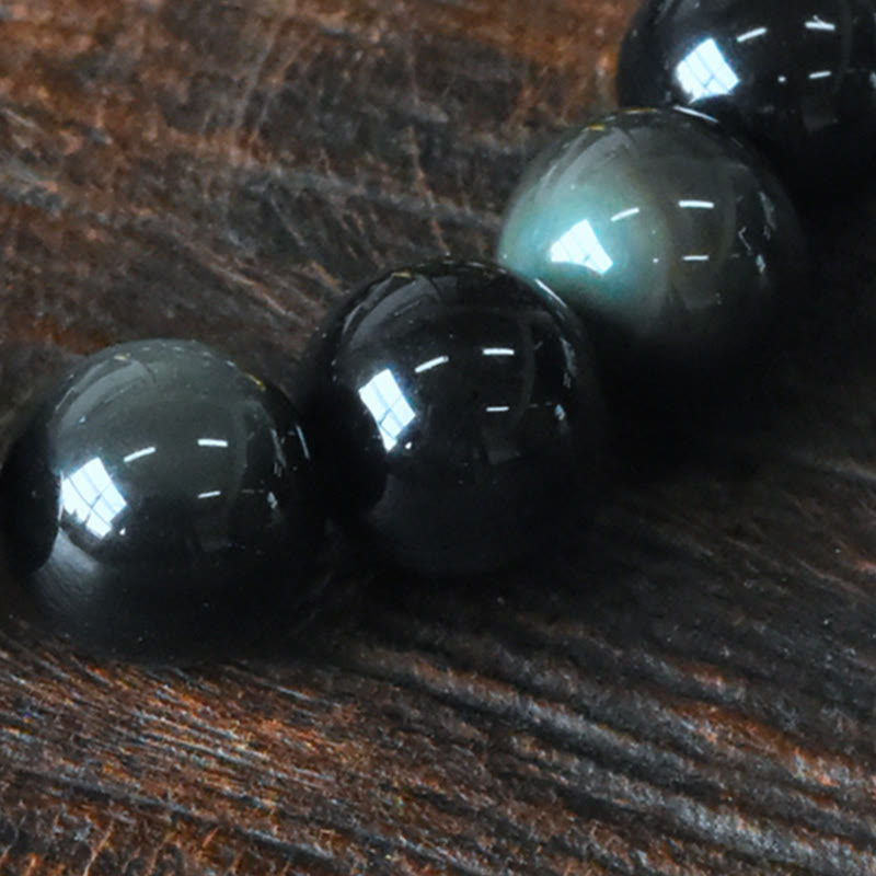 Bracelet de perles en cuivre et obsidienne arc-en-ciel pour une transformation positive