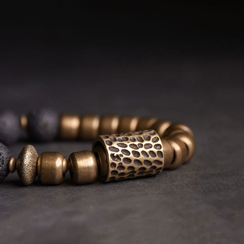 Bracelet de guérison en cuivre et obsidienne arc-en-ciel | Énergie de la pierre de lave